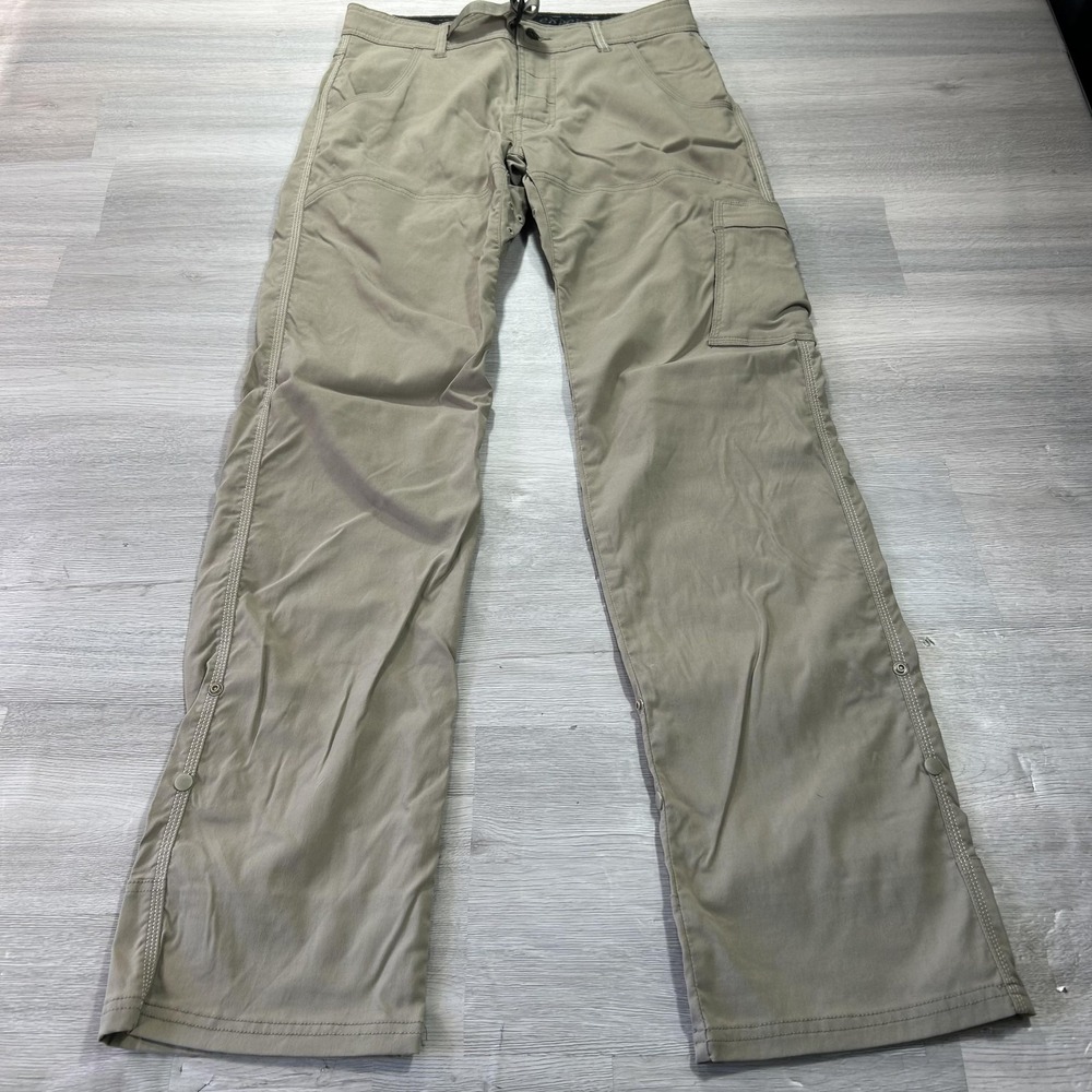 PrAna Pants Mens 30x34 Beige Stretch Cargo Belted Outdoor Hiking